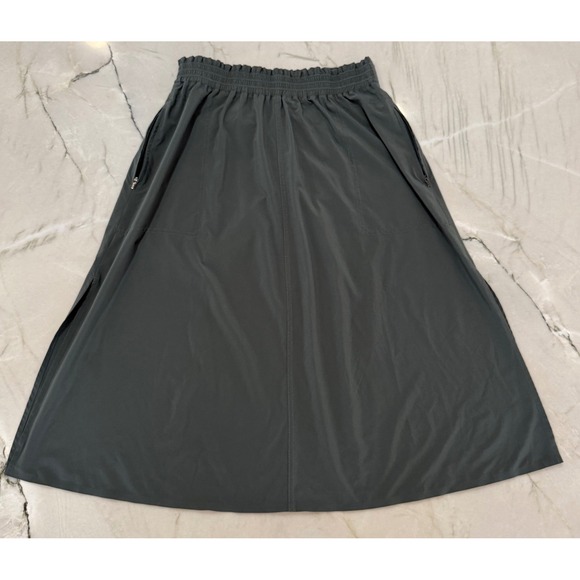 Athleta Dresses & Skirts - Athleta Savannah Sage Green Midi Skirt Zipper Pockets Side Slit Size Medium #94